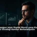 Ilustrasi strategi konten digital untuk memperkuat jejak bisnis