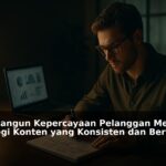 Ilustrasi strategi konten konsisten dan bernilai untuk membangun kepercayaan pelanggan