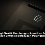 Ilustrasi identitas brand konsisten dengan logo dan elemen visual yang seragam