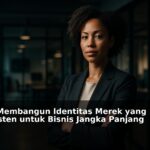 Visual profesional tentang pembangunan identitas merek yang konsisten untuk bisnis jangka panjang