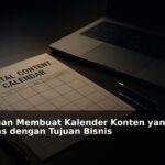 Kalender konten digital dengan catatan dan perangkat kerja di meja