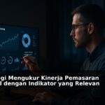 Ilustrasi strategi mengukur kinerja pemasaran digital dengan grafik analisis dan indikator relevan