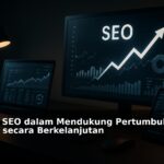 Ilustrasi konsep SEO mendukung pertumbuhan bisnis berkelanjutan